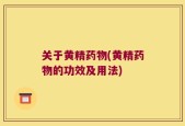 关于黄精药物(黄精药物的功效及用法)