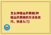 怎么种植山药黄精(种植山药黄精的方法及技巧，快速入门)