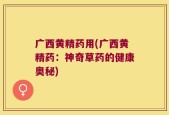 广西黄精药用(广西黄精药：神奇草药的健康奥秘)