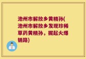 池州市解放乡黄精孙(池州市解放乡发现珍稀草药黄精孙，掘起火爆销路)