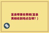 富县哪里收黄精(富县黄精收割地点在哪？)