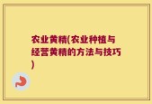 农业黄精(农业种植与经营黄精的方法与技巧)
