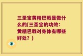 三圣宝黄精巴戟是做什么的(三圣宝的功效：黄精巴戟对身体有哪些好处？)