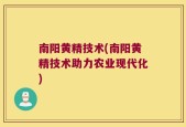 南阳黄精技术(南阳黄精技术助力农业现代化)