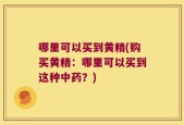 哪里可以买到黄精(购买黄精：哪里可以买到这种中药？)
