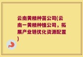 云南黄精种苗公司(云南一黄精种植公司，拓展产业链优化资源配置)