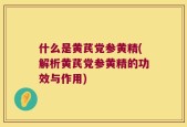 什么是黄芪党参黄精(解析黄芪党参黄精的功效与作用)