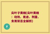 尖叶子黄精(尖叶黄精：功效、用途、剂量、食用禁忌全解析)