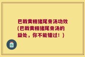 巴戟黄精猪尾骨汤功效(巴戟黄精猪尾骨汤的益处，你不能错过！)