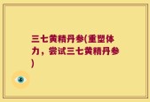 三七黄精丹参(重塑体力，尝试三七黄精丹参)