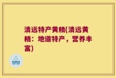 清远特产黄精(清远黄精：地道特产，营养丰富)