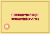 江津黄精种植方法(江津黄精种植技巧分享)