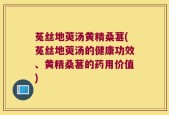 菟丝地萸汤黄精桑葚(菟丝地萸汤的健康功效、黄精桑葚的药用价值)