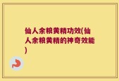 仙人余粮黄精功效(仙人余粮黄精的神奇效能)