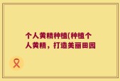 个人黄精种植(种植个人黄精，打造美丽田园
