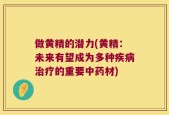做黄精的潜力(黄精：未来有望成为多种疾病治疗的重要中药材)