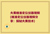 大黄精准定位仪器视频(精准定位仪器视频分享：探秘大黄技术)