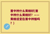 晋中种什么黄精好(晋中种什么黄精好？——黄精适宜在晋中种植吗？)