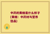 中药的黄精是什么样子(黄精：中药材与营养佳品)