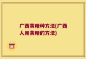 广西黄精种方法(广西人用黄精的方法)