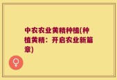 中农农业黄精种植(种植黄精：开启农业新篇章)