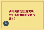 务川黄精功效(探究功效：务川黄精的奇妙作用！)