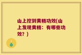 山上挖到黄精功效(山上发现黄精：有哪些功效？)