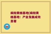 麻阳黄精基地(麻阳黄精基地：产业发展成效显著
