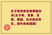 太子参党参生姜黄精白术(太子参、党参、生姜、黄精、白术组合养生，提升身体健康)