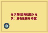 光伏黄精(黄精植入光伏：发电量提升神器)