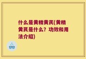 什么是黄精黄芪(黄精黄芪是什么？功效和用法介绍)