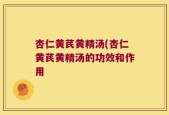 杏仁黄芪黄精汤(杏仁黄芪黄精汤的功效和作用
