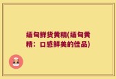 缅甸鲜货黄精(缅甸黄精：口感鲜美的佳品)