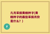 几月采摘黄精种子(黄精种子的最佳采摘月份是什么？)