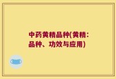 中药黄精品种(黄精：品种、功效与应用)