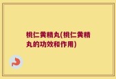 桃仁黄精丸(桃仁黄精丸的功效和作用)