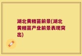 湖北黄精苗前景(湖北黄精苗产业前景表现突出)