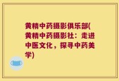黄精中药摄影俱乐部(黄精中药摄影社：走进中医文化，探寻中药美学)