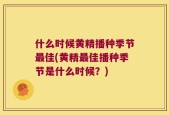 什么时候黄精播种季节最佳(黄精最佳播种季节是什么时候？)