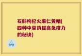 石斛枸杞火麻仁黄精(四种中草药提高免疫力的秘诀)