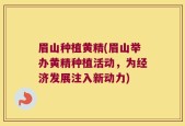 眉山种植黄精(眉山举办黄精种植活动，为经济发展注入新动力)