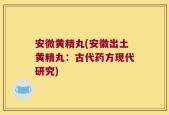 安微黄精丸(安徽出土黄精丸：古代药方现代研究)