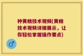 种黄精技术视频(黄精技术视频详细展示，让你轻松掌握操作要点)