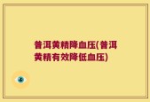 普洱黄精降血压(普洱黄精有效降低血压)