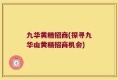 九华黄精招商(探寻九华山黄精招商机会)