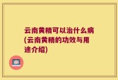 云南黄精可以治什么病(云南黄精的功效与用途介绍)