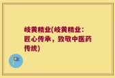 岐黄精业(岐黄精业：匠心传承，致敬中医药传统)