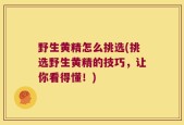 野生黄精怎么挑选(挑选野生黄精的技巧，让你看得懂！)