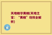 天地精华黄精(天地之宝：“黄精”功效全解析)