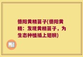 德阳黄精苗子(德阳黄精：发现黄精苗子，为生态种植插上翅膀)